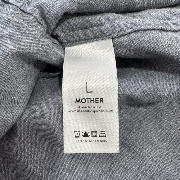 MOTHER The Cadet Button Down Long Sleeve Shirt in Chambray Newport Blue Large - Picture 4 of 6